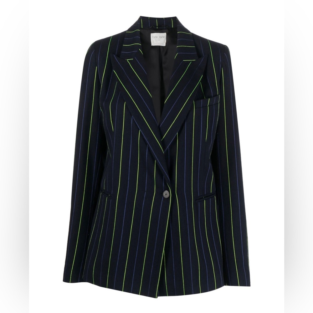 FORTE FORTE new navy and green striped blazer, size small, tags attached